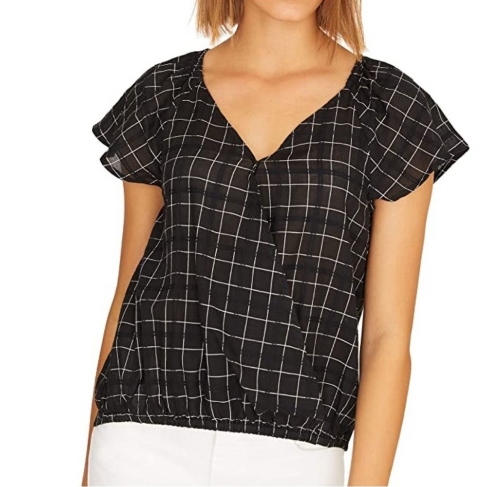 NWT SANCTUARY 100% cotton Black Checkered Top